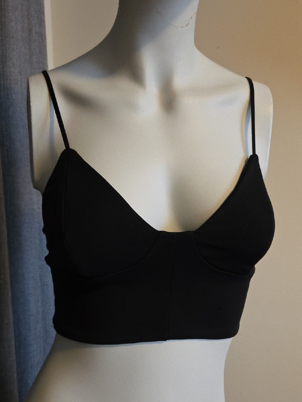 Wilfred Free Black Ling Longline Bandeau Bralette with Thin Straps
